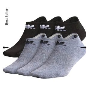 ✖️ ADIDAS ORIGINALS TREFOIL SUPERLITE *NO SHOW* SOCKS WOMENS 6 PACK GRAY BLACK